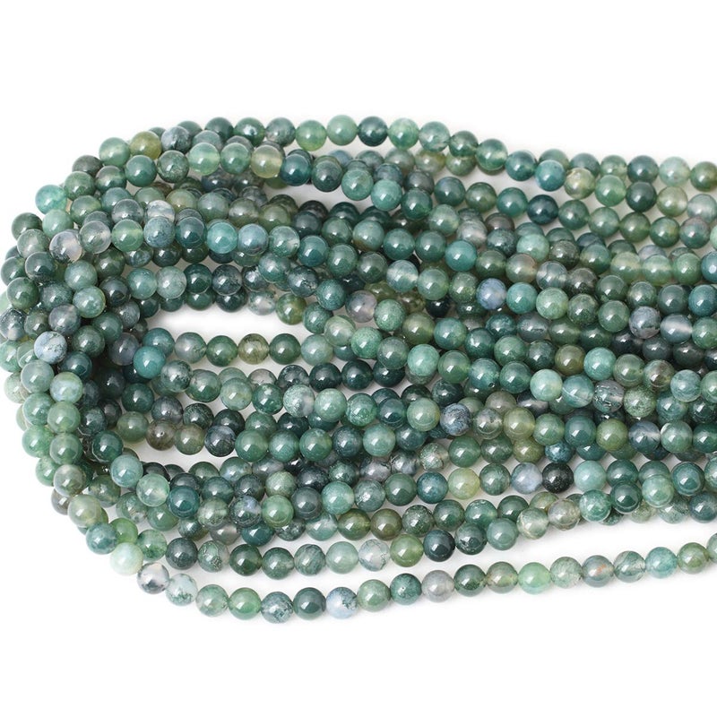 CHEAVIAN 60PCS 6mm Natural Moss Agate Gemstone Round Loose Beads for Jewelry Making DIY 1 Strand 15" - Image 3